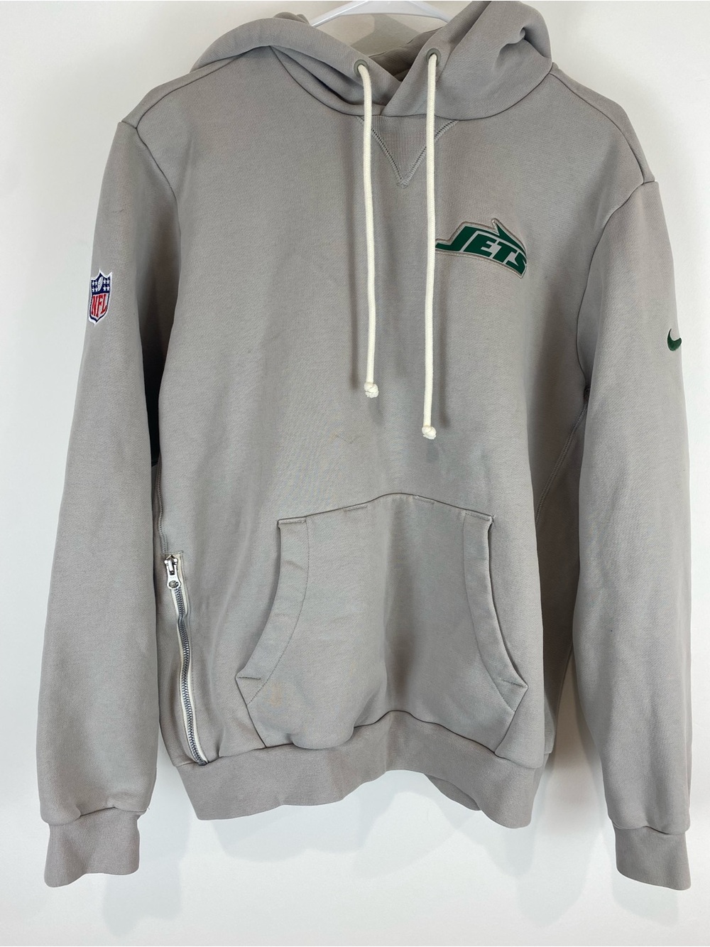 Nike NFL Jets Light Grey Cotton Sweatshirt - Mens Large football